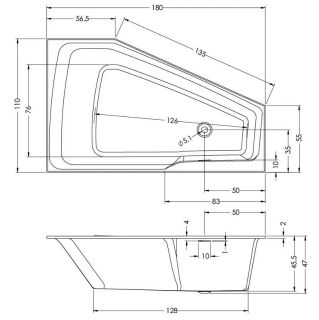 Акриловая ванна Riho Rethink Space Fall Plug and Play B116009005 L заполнение через перелив 180х110см белый